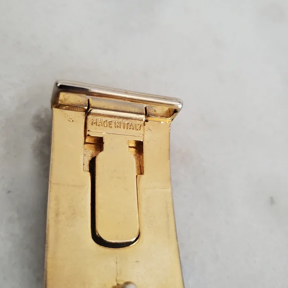 Vintage YSL Two Tone Gold Silver Front Logo Designer Belt Buckle Mens Accessorie